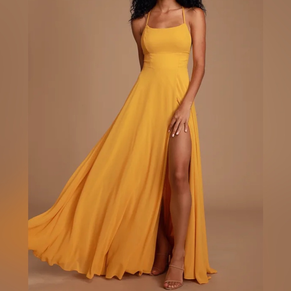 Lulu's Mustard Maxi Dress; Size:L; new with tags